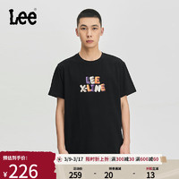 Lee24春季舒适版圆领3D印花Logo男女同款短袖T恤LUT0083324LE 黑色（尺码偏大，拍小一码） XL