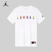 NIKE JORDAN 耐克AJ童装男童纯棉短袖T恤24夏季撞色logo儿童舒适上衣
