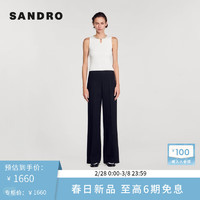 SANDRO2024早春女装法式气质水滴领镶钻无袖针织衫SFPPU02208 10/白色 2