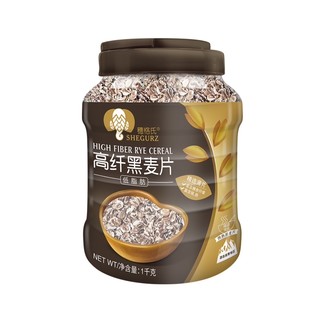 SHEGURZ 穗格氏 高纤黑麦片原味1000g/罐高纤维无糖精即食冲饮燕麦片