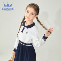 水孩儿(SOUHAIT)童装女童连衣裙秋季儿童中大童裙子柔软百搭 藏蓝 110