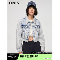 ONLY 2024春季时尚通勤气质长袖短款牛仔外套女124154023 J3C 150洗水牛仔蓝 165/84A/M
