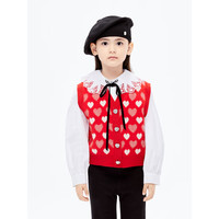 little MO&Co.美丽诺羊毛 little moco童装24春装女童毛衣背心马甲外套 大红色 130/64