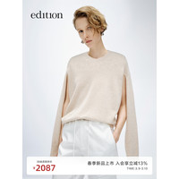 edition毛衣女2024春牦牛绒羊毛小众衣袖开口假两件披肩毛衣 砂砾色 S/160