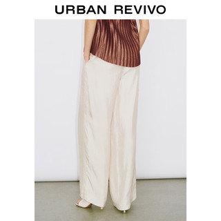 URBAN REVIVO UR2024春季女装时尚松弛感肌理百搭高腰阔腿裤UWG640030 本白 S