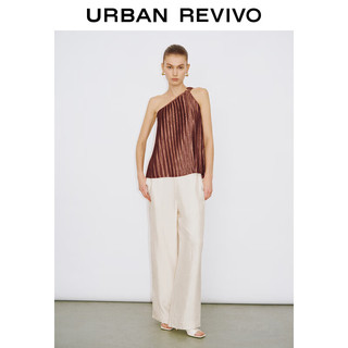 URBAN REVIVO UR2024春季女装时尚松弛感肌理百搭高腰阔腿裤UWG640030 本白 S