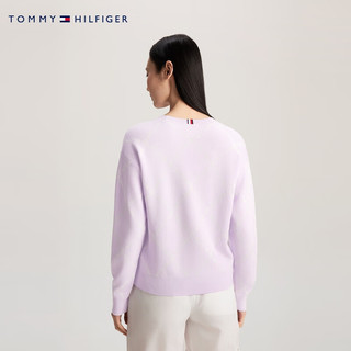 TOMMY HILFIGER【温柔力系列】24早春女菱格圆领毛衣针织衫41626 粉紫色0KB XS