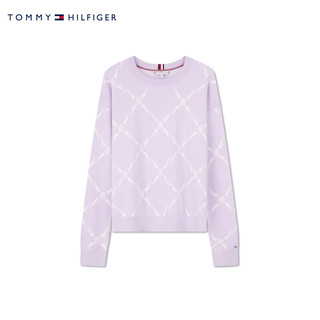 TOMMY HILFIGER【温柔力系列】24早春女菱格圆领毛衣针织衫41626 粉紫色0KB XS