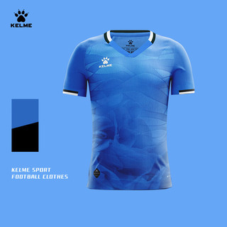 卡尔美（KELME）短袖足球服2024年排汗透气专业比赛训练服个性可球衣 彩蓝 4XL