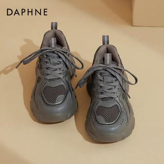 达芙妮（DAPHNE）网面老爹鞋女2024春季女鞋轻便高颜值百搭透气休闲校园运动鞋 深灰色 37