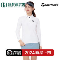 Taylormade泰勒梅高尔夫女装春季长袖polo衫舒适透气golf运动长袖T恤女 白色M19774 L