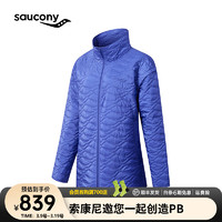 Saucony索康尼气凝胶科技保暖棉服女可拆卸立领棉服外套女子防风上衣 淡紫蓝BL36 L