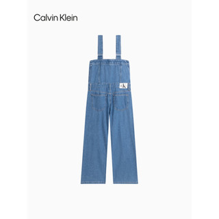 Calvin Klein Jeans24春夏女舒适含亚麻排扣门襟阔腿牛仔背带裤J223393 1A4-牛仔浅蓝 L