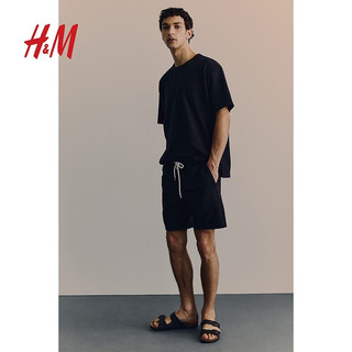 H&M2024春季男装时尚休闲百搭汗布宽松版T恤1223210 海军蓝 180/124A XXL