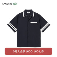 LACOSTE法国鳄鱼男装24春季字母图案衬衫|CH7225 G45/黑色 41 /180