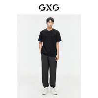 GXG 男装2024年夏季双色休闲潮流满印圆领短袖t恤男 黑色 165/S