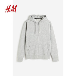 H&M2024春季男士简约风小众拉链户外运动连帽套头衫1214952 混浅灰色 175/100A