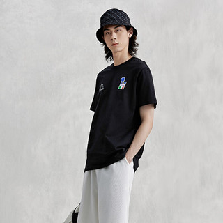 卡帕（Kappa）复古短袖2024男夏运动休闲T恤简约半袖K0E32TD01D 黑色-990 L