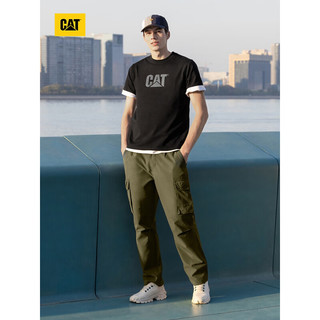 CAT卡特24春夏男凉感设计反光logo印花短袖T恤 黑色 L