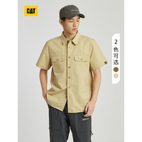 CAT卡特24春夏男工装经典户外水洗效果短袖T恤外套 深卡其色 S