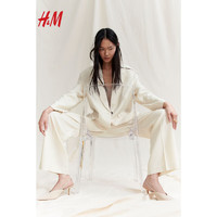 H&M 女装2024春季潮流休闲单排扣外套大廓形休闲西装1207065 奶油色 170/116A