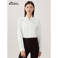 哥弟真的好女装简约宽松木耳边棉衬衫上衣女（附别针）8300135 白 S(2码)