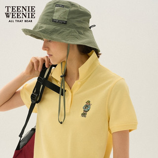Teenie Weenie小熊女装2024年夏季素色POLO短袖T恤多巴胺短款 黄色 155/XS