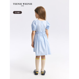 Teenie Weenie Kids小熊童装24春夏女童褶皱泡泡袖短袖连衣裙 象牙白 140cm