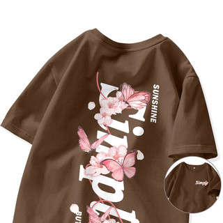 班尼路粉色重磅短袖t恤女2024夏季小个子宽松纯棉半袖上衣 水绿-粉花蝴蝶K+粉花蝴蝶B L