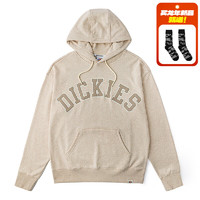 dickies24春夏字母logo贴布绣美式连帽毛圈布卫衣DK013104 浅沙灰 S