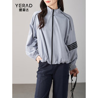 娅丽达（YERAD）设计感宽松露营女2024运动休闲长袖短外套 灰色(H0) M