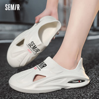 森马Semir洞洞鞋男士2024春秋季包头拖时尚运动休闲外穿凉拖鞋 黑色 41