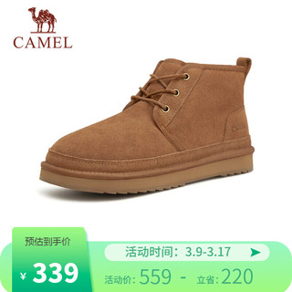 骆驼（CAMEL）男士雪地靴加厚羊毛绒里保暖男鞋 G13W837106 栗色 38 