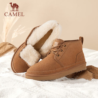 骆驼（CAMEL）男士雪地靴加厚羊毛绒里保暖男鞋 G13W837106 栗色 38 