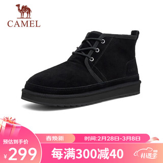 骆驼（CAMEL）男士雪地靴加厚羊毛绒里保暖男鞋 G13W837106 黑色 40 