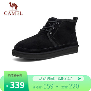 骆驼（CAMEL）男士雪地靴加厚羊毛绒里保暖男鞋 G13W837106 黑色 38
