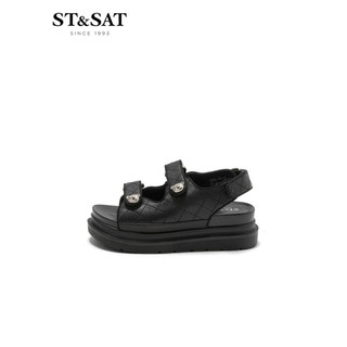 ST&SAT 星期六 沙滩鞋夏季时尚运动休闲女凉鞋SS22115486 黑色 39