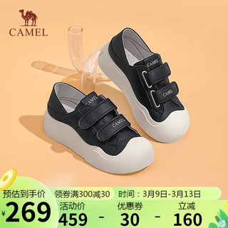 骆驼（CAMEL）板鞋女元气百搭魔术贴松糕厚底休闲鞋 L24S283051 黑色 40 