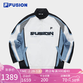 FILA FUSION斐乐潮牌款棉服2024春宽松撞色拼接立领外套 标准白-WT 180/100A/XL