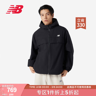 NEW BALANCE 24男款潮流百搭拉链连帽运动梭织夹克风衣外套 BK AMJ41300 L