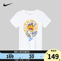 NIKE 耐克童装男童短袖T恤2024夏季童趣印花儿童上衣 纯白色 120/60(6)