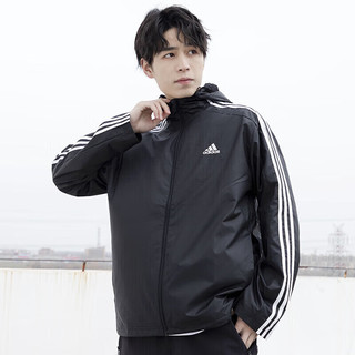 阿迪达斯 （adidas） 男装 2024春运动服休闲舒适防风连帽时尚外套夹克 IB0381/偏大一码/ M(175/96A)