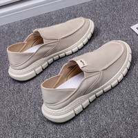 逐升老北京布鞋男士男鞋透气软底一脚蹬套脚休闲鞋子男亚麻帆布鞋  FH-2168卡其色 41