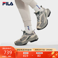 FILA 斐乐CICLONE女革面老爹鞋2024春暴风鞋休闲鞋 象灰/漂沙棕-EB 39