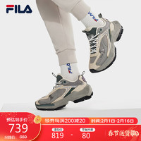 FILA 斐乐CICLONE女革面老爹鞋2024春暴风鞋休闲鞋 象灰/漂沙棕-EB 38