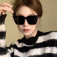 酷速达23款潮百搭时尚高清偏光太阳镜开车高清防太阳光大框男女墨镜防炫 【黑色】 墨镜1双