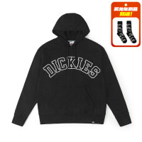 dickies24春夏字母logo贴布绣美式连帽毛圈布卫衣DK013104 沥青黑 L