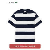 LACOSTE法国鳄鱼男装24春季时尚条纹T恤TH3765 522/白色 7 185
