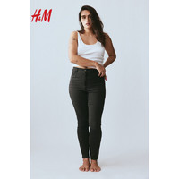 H&M女装2024春季CleanFit简约加高腰及踝牛仔打底裤1152457 黑色015 155/60A