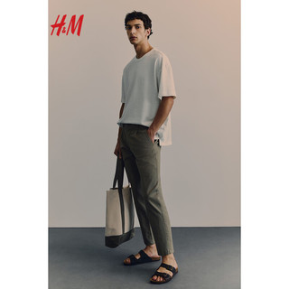 H&M2024春季男装时尚休闲百搭汗布宽松版T恤1223210 海军蓝 175/108A L